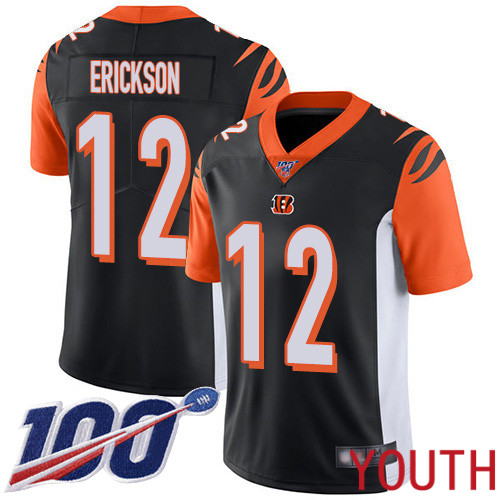 Cincinnati Bengals Limited Black Youth Alex Erickson Home Jersey NFL Footballl #12 100th Season Vapor Untouchable->cincinnati bengals->NFL Jersey